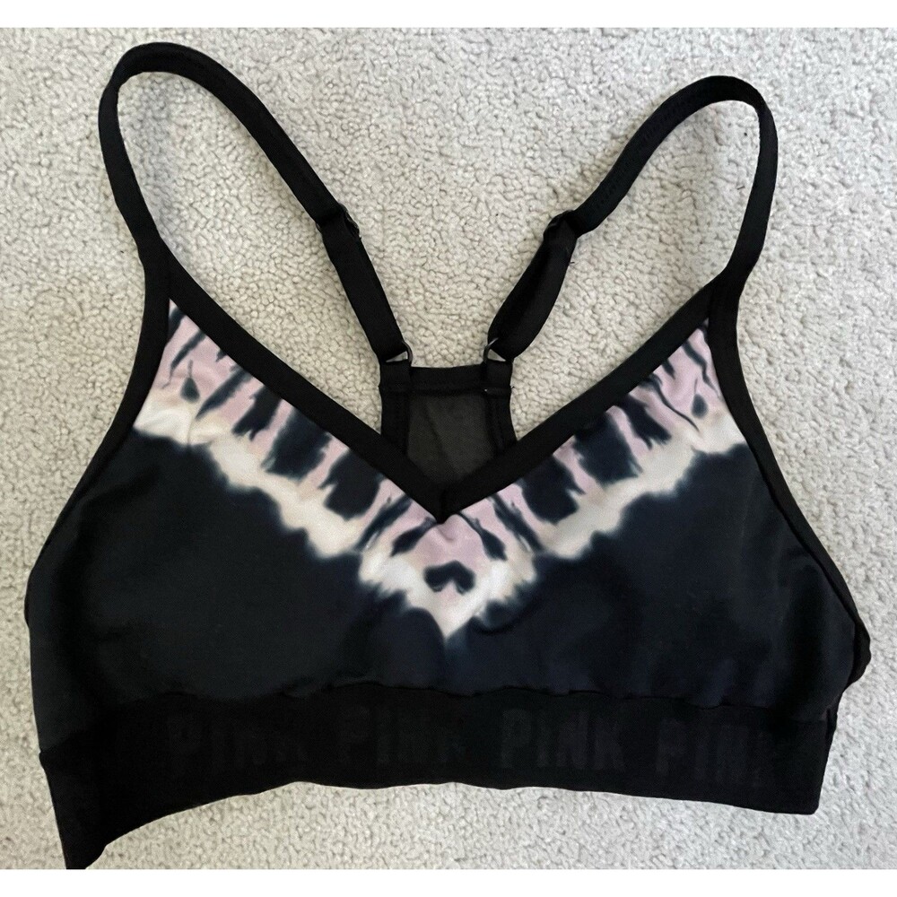 Victorias Secret PINK Ultimate Lightly Lined Sports Bra XS Black/Tie Dye